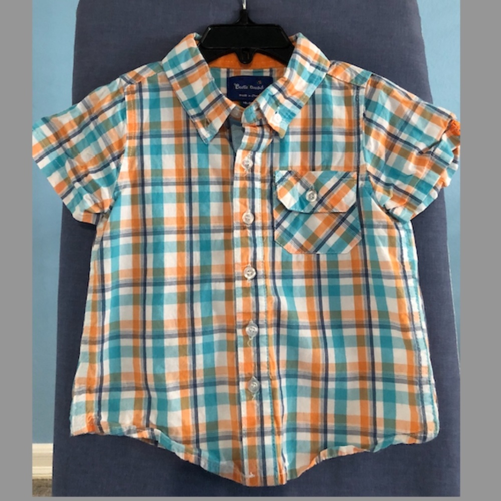 Toddler Button Down Shirt - Plaid - Short Sleeves - Size 18-24M - Beetle Thread